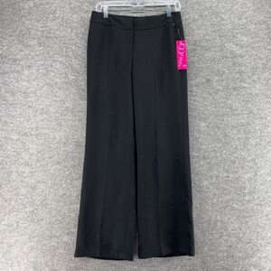 New Nine & Co Dress Pants Women 2 Black Mid Rise Pleated Wide Leg Classic Fit